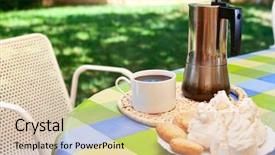  Presentation with coffee cup diary - Theme having coffee cup with moka pot background and a lemonade colored foreground