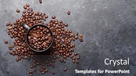 Presentation with coffee beans - Audience pleasing slide deck consisting of coffee-cup-with-roasted-beans backdrop and a dark gray colored foreground