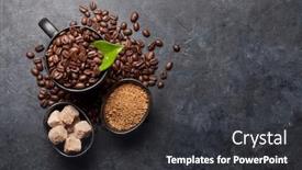  Presentation with dark space - PPT theme with coffee-cup-with-roasted-beans background and a dark gray colored foreground