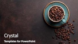  Presentation with coffee beans - PPT theme featuring coffee cup with roasted beans background and a wine colored foreground