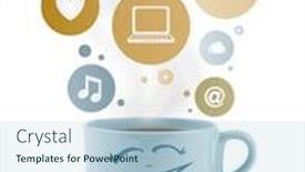 Presentation with social media - Colorful PPT theme enhanced with coffee-cup-with-social and a light blue colored foreground