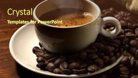  Presentation with grains - Audience pleasing slides consisting of coffee cup with spoon near coffee grains backdrop and a tawny brown colored foreground
