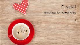  Presentation with coffee cup diary - Presentation design with coffee cup with toy heart background and a  colored foreground