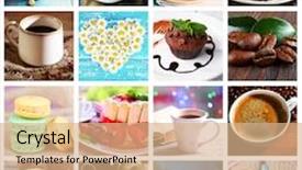  Presentation with food - PPT layouts with coffee cupcake - collage of tasty food background and a coral colored foreground