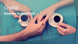  Presentation with nurse and patient holding hands - Cool new slide set with coffee cups and holding hands backdrop and a seafoam green colored foreground