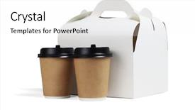  Presentation with lunch box - PPT theme enhanced with coffee cups and lunch box background and a white colored foreground
