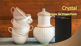  Presentation with tea coffee - Theme consisting of coffee cups and small blackboard background and a tawny brown colored foreground
