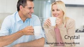  Presentation with kitchen - Amazing presentation design having coffee cups in the kitchen backdrop and a  colored foreground