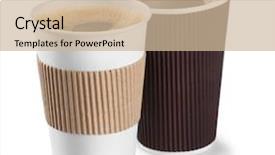  Presentation with coffee - Colorful presentation theme enhanced with coffee cups isolated on white backdrop and a soft green colored foreground