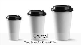  Presentation with coffee - Colorful PPT layouts enhanced with coffee cups isolated on white backdrop and a light gray colored foreground