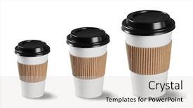  Presentation with coffee beans on a white - Audience pleasing theme consisting of coffee cups isolated on white backdrop and a light gray colored foreground