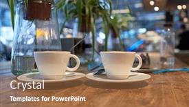  Presentation with cafe - Audience pleasing PPT layouts consisting of coffee-cups-on-a-table backdrop and a coral colored foreground