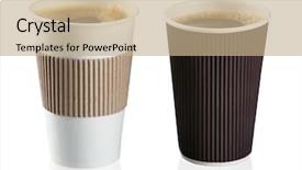  Presentation with coffe - Slides featuring coffee cups on grey background background and a coral colored foreground