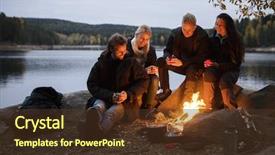  Presentation with campfire - Theme consisting of coffee cups sitting by campfire background and a tawny brown colored foreground