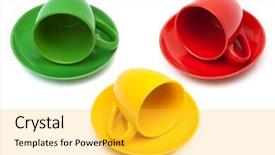  Presentation with coffee - Audience pleasing presentation theme consisting of coffee-cups-with-saucers backdrop and a yellow colored foreground