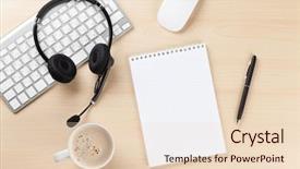  Presentation with doctor office call center - Amazing theme having coffee customer service - office desk with headset notepad backdrop and a lemonade colored foreground