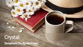  Presentation with coffee book - Presentation design enhanced with coffee daisies and a book background and a  colored foreground