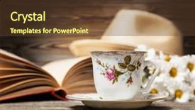  Presentation with coffee-book - Cool new slide set with coffee daisies and a book on a wooden background backdrop and a tawny brown colored foreground