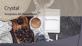  Presentation with blogger - Audience pleasing slide deck consisting of fruit breakfast with coffee backdrop and a mint green colored foreground