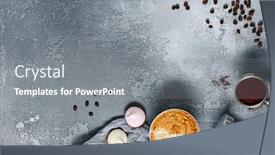  Presentation with coffee beans - Cool new theme with coffee-drinks-with-appetizing-foam backdrop and a gray colored foreground