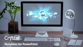  Presentation with personal belongings - Cool new theme with coffee earth - global technology background against computer backdrop and a gray colored foreground