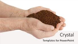  Presentation with old man - PPT layouts having coffee earth - old man hands and land background and a lemonade colored foreground