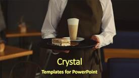  Presentation with chocolate dessert - Slide deck with coffee food - waiter holding tray with tasty background and a wine colored foreground