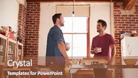  Presentation with friends - Amazing slide deck having coffee free - two male friends hanging backdrop and a tawny brown colored foreground