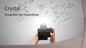  Presentation with doodle - Slide deck having coffee gallery - naked hand photo shooting background and a  colored foreground