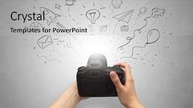  Presentation with doodle - Slides having coffee gallery - naked hand photo shooting background and a  colored foreground