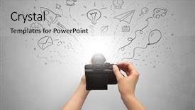  Presentation with doodle - Beautiful presentation theme featuring coffee gallery - naked hand photo shooting backdrop and a  colored foreground