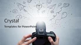  Presentation with doodle - Beautiful presentation theme featuring coffee gallery - naked hand photo shooting backdrop and a  colored foreground