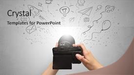  Presentation with photo - Presentation theme having coffee gallery - naked hand photo shooting background and a  colored foreground