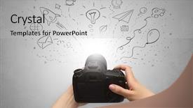  Presentation with animated shooting stars - PPT theme consisting of coffee gallery - naked hand photo shooting background and a  colored foreground