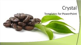  Presentation with green coffee beans - Presentation enhanced with coffee grains and leaves background and a white colored foreground