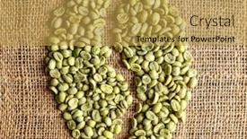  Presentation with grains - Beautiful slide set featuring coffee grains in shape of bean on sackcloth backdrop and a yellow colored foreground