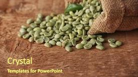  Presentation with green coffee - Cool new PPT layouts with coffee grains with green leaf backdrop and a tawny brown colored foreground