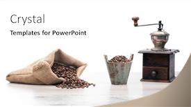 Presentation with coffee beans - Slide deck having coffee-grinder-and-sack background and a white colored foreground