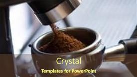  Presentation with coffee - PPT theme with coffee-grinder-grinding-coffee-pouring background and a tawny brown colored foreground