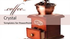  Presentation with coffee borders - Colorful PPT theme enhanced with coffee grinder over white backdrop and a coral colored foreground