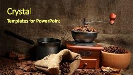  Presentation with coffee cup - Slides featuring coffee grinder turk and cup background and a tawny brown colored foreground