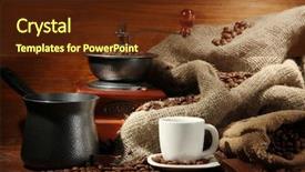  Presentation with cup coffee - Colorful PPT layouts enhanced with coffee grinder turk and cup backdrop and a tawny brown colored foreground