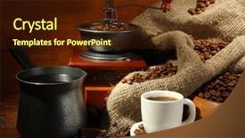  Presentation with coffee cup diary - Theme featuring coffee grinder turk and cup background and a wine colored foreground