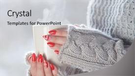  Presentation with knitted knitting needle - Beautiful slides featuring coffee humorous home heating energy backdrop and a light gray colored foreground