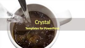  Presentation with water cup - PPT theme enhanced with coffee in a cup with hot water poured on isolated on white with clipping path background and a tawny brown colored foreground