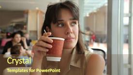  Presentation with container fast food packaging - PPT theme having coffee in a fast food background and a tawny brown colored foreground