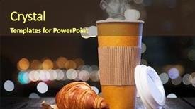  Presentation with takeaway coffee - Presentation featuring coffee in a paper cup background and a tawny brown colored foreground