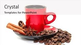  Presentation with red stars - Audience pleasing theme consisting of coffee in a red cup backdrop and a white colored foreground