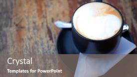 Presentation with cup coffee - PPT layouts featuring coffee-in-black-cup background and a gray colored foreground