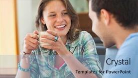  Presentation with underage drinking two teenagers having - Presentation theme enhanced with coffee in college canteen background and a light blue colored foreground